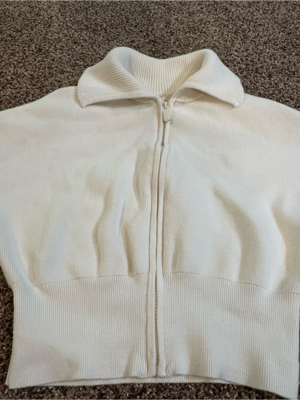 ALO Scholar Knit Cropped Full Zip Jacket IVORY Sz. XS $188 RETAIL - Picture 5 of 9